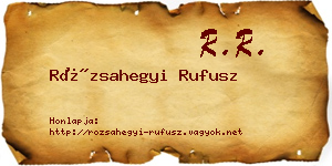 Rózsahegyi Rufusz névjegykártya